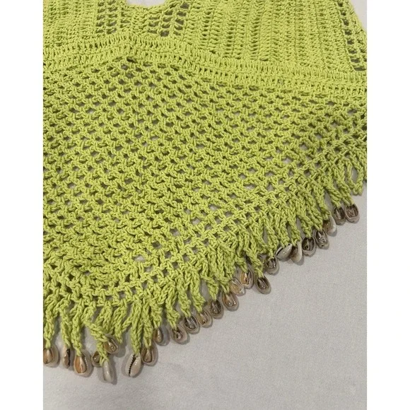 Island Planet Miami Beach Lime Green Crochet Halter Top with Shell Accents Small - Picture 6 of 6